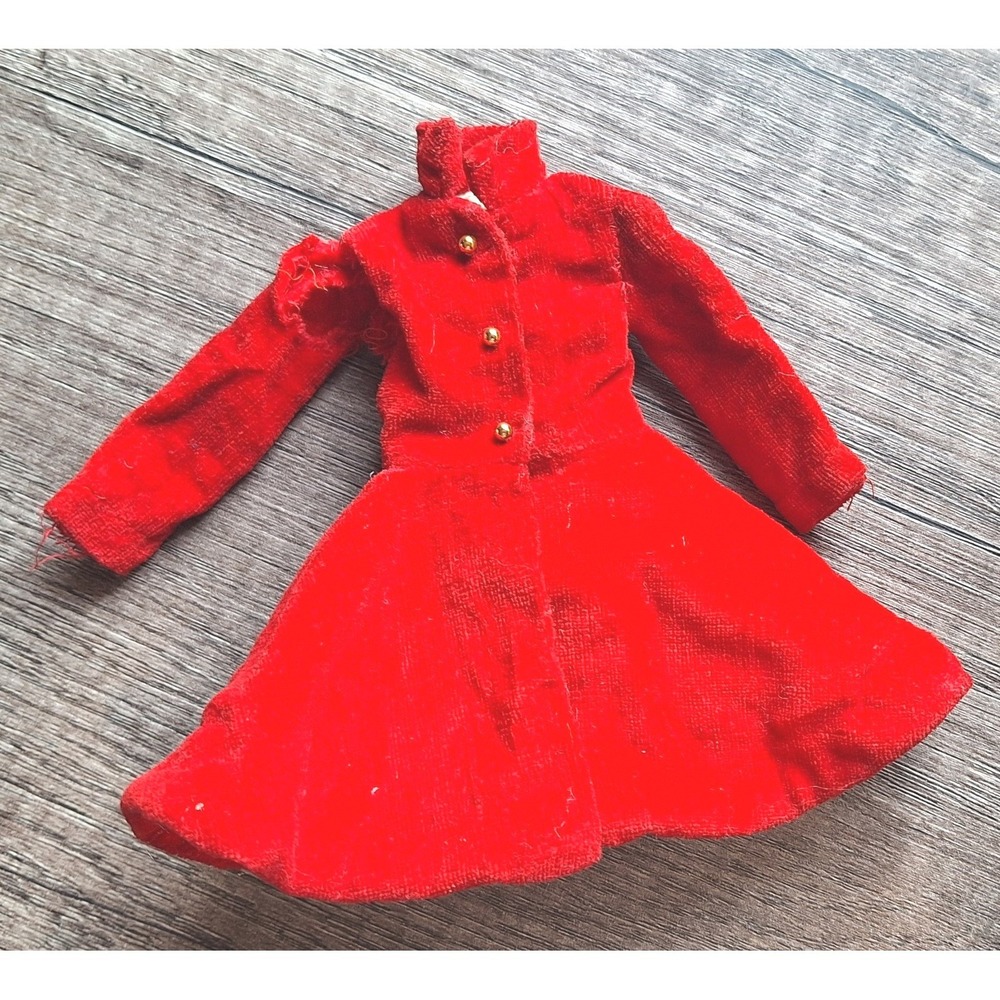 Vintage Red Velvet Barbie Coat #1906 Flare Skipper